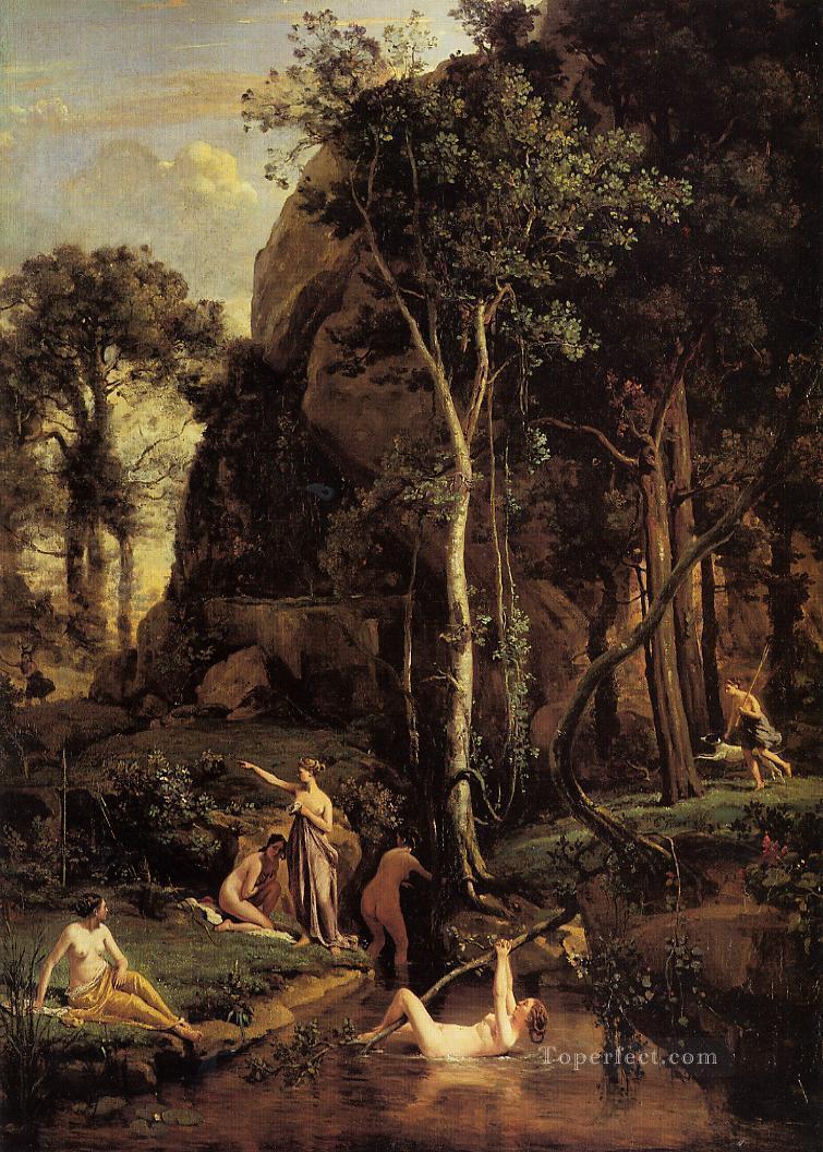 Diana Surprised at Her Bath plein air Romanticism Jean Baptiste Camille Corot Oil Paintings